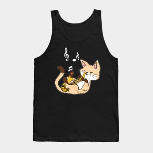 Saxophone Music Cat T-Shirt Funny Pet Gift Idea Tank Top